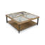 Table basse Tey avec roulettes, carré de 48 pouces, pierre frittée, brun