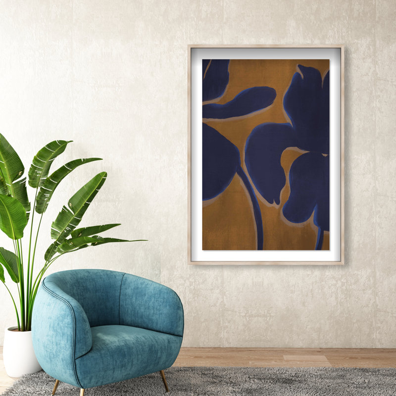 Blue in Bloom II Framed Graphic Art, 55.5" H x 37.5" W, Blonde Frame
