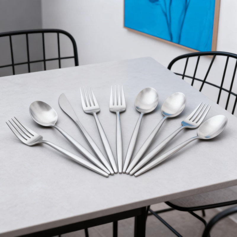 Ensemble de couverts 20 pièces en acier inoxydable, ensemble de couverts à finition mate pour 4, ustensiles de cuisine durables et lavables au lave-vaisselle