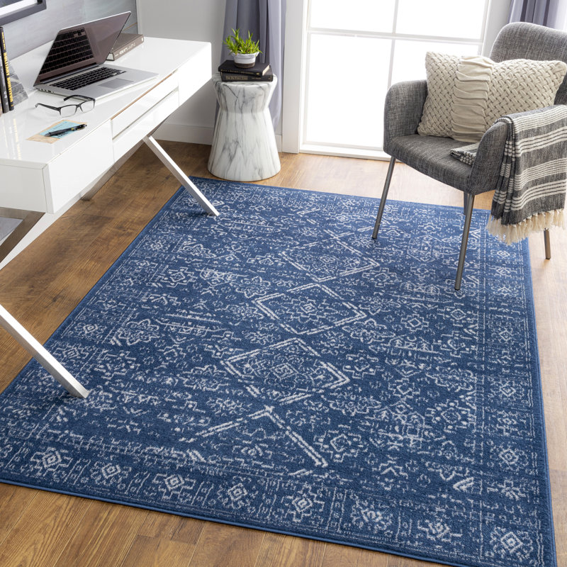Lark Manor Roundhay Performance Navy/White Rug & Reviews | Wayfair