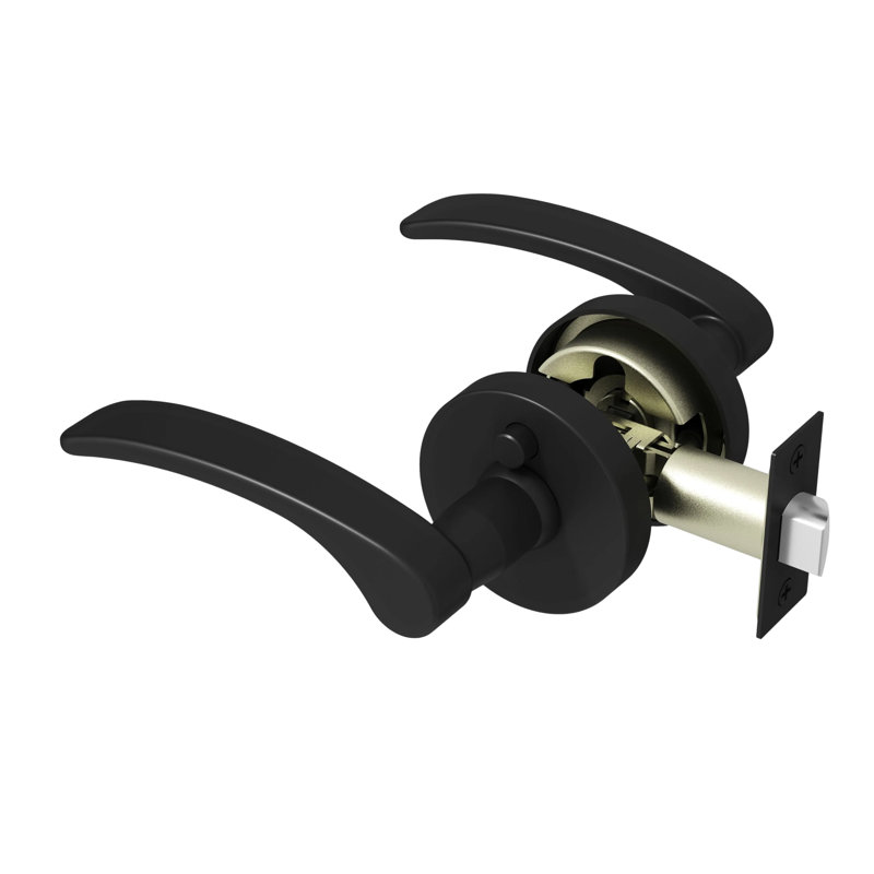 Brook Privacy Door Lever Modern Concealed Design For (Bed & Bath) – Sleek Minimalist Style in Matte Black, Matte Black