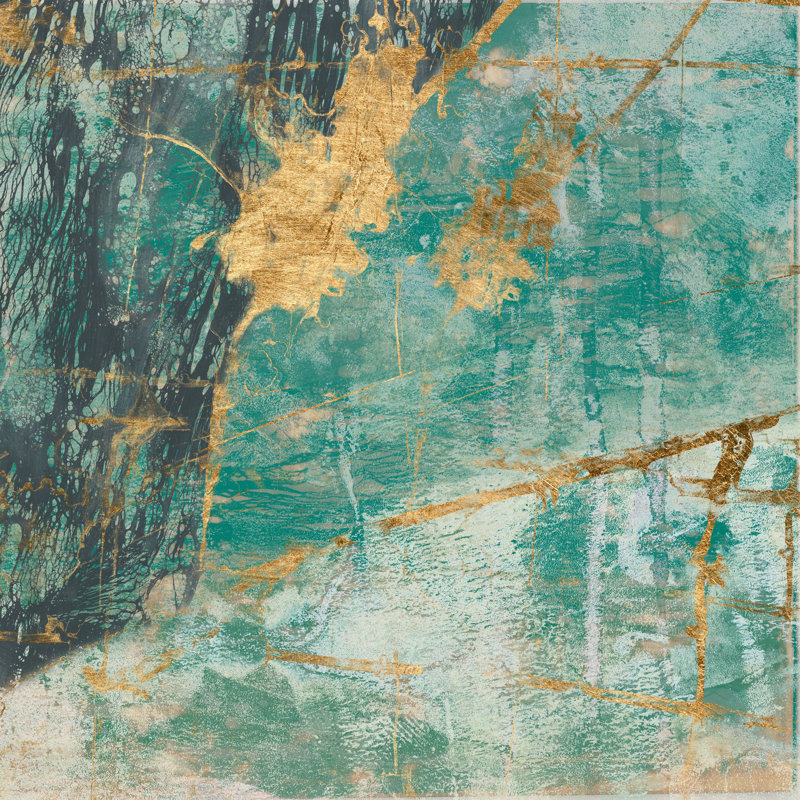 Teal Lace I - Wrapped Canvas Painting, 46cm H x 46cm W x 4cm D