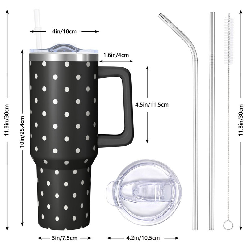 Gobelet 40 oz avec couvercle et gobelets en acier inoxydable avec paille, C36