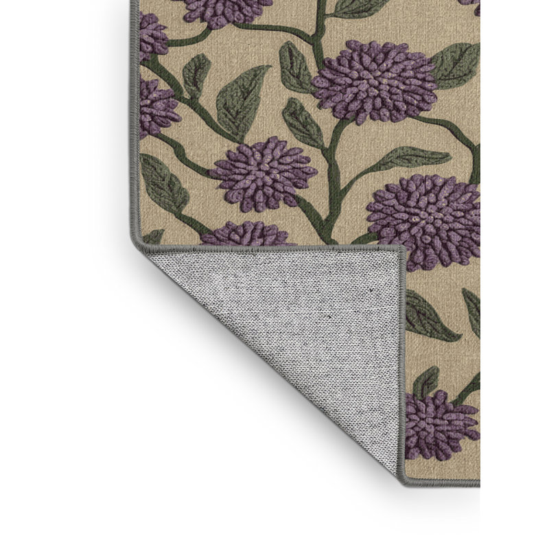 Tapis botanique brun lavable à la machine, Carré 5 pi