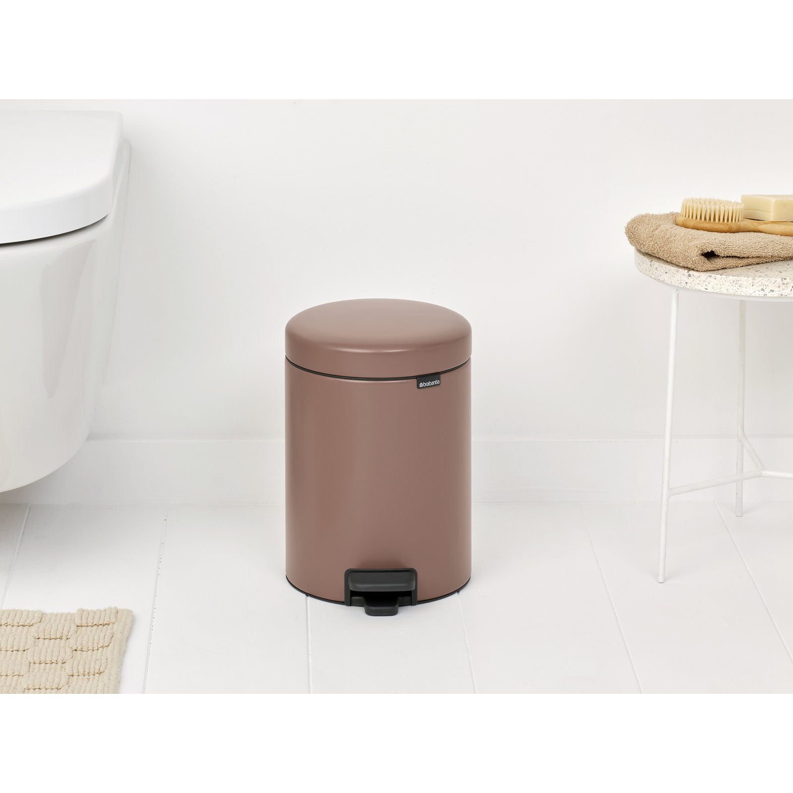Brabantia NewIcon Step On Trash Can, 1.3 Gallon (5 Liter), Satin Taupe