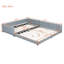 Queen Size & Twin XL Size Upholstered Platform Bed, Mother & Child Bed, PU Leather, Grey