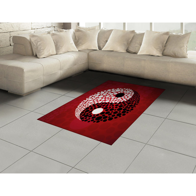Tapis décoratif Ying Yang, Rectangle— 4 pi x 5 pi 8 po