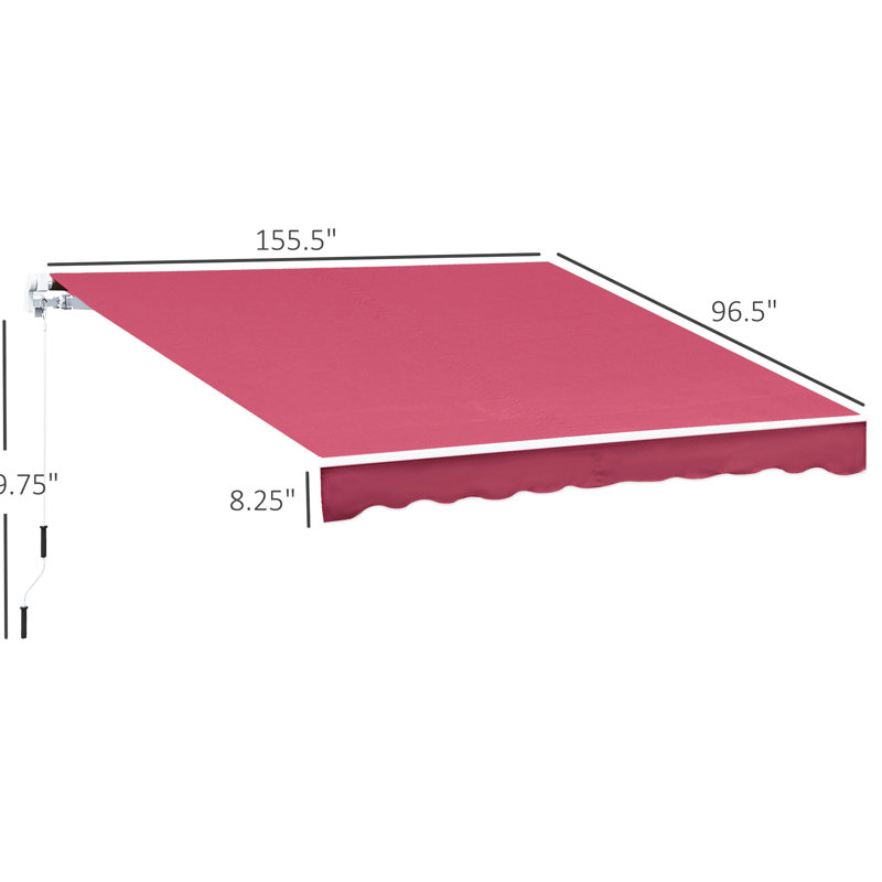 Abri pare-soleil rétractable pour le patio, manivelle manuelle, aluminium rouge, hauteur réglable, fixation multi-surfaces, protection contre, auvent de patio idéal pour fenêtres, cadre en aluminium, abat-jour, soleil, bon pour l'extérieur