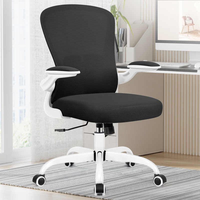 Mesh Task Chair with Adjustable Arms and Lumbar Support , Black/White