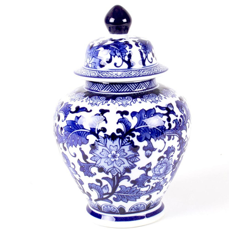 Pot en gingembre bleu en porcelaine, H 11 po x l 6,5 po x P 6,5 po