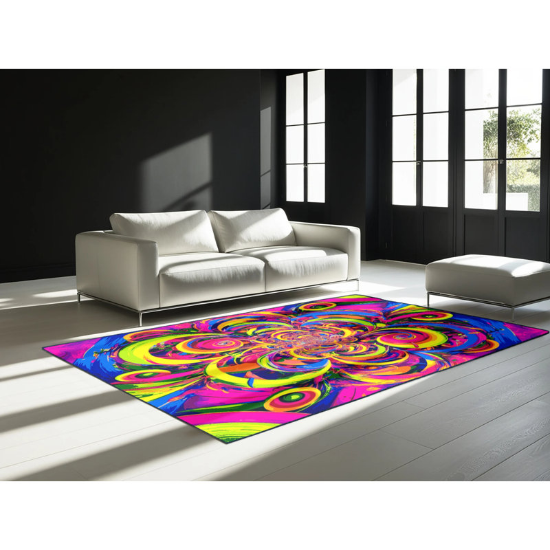 Kaleidoscope Burst Rug, Round 5'