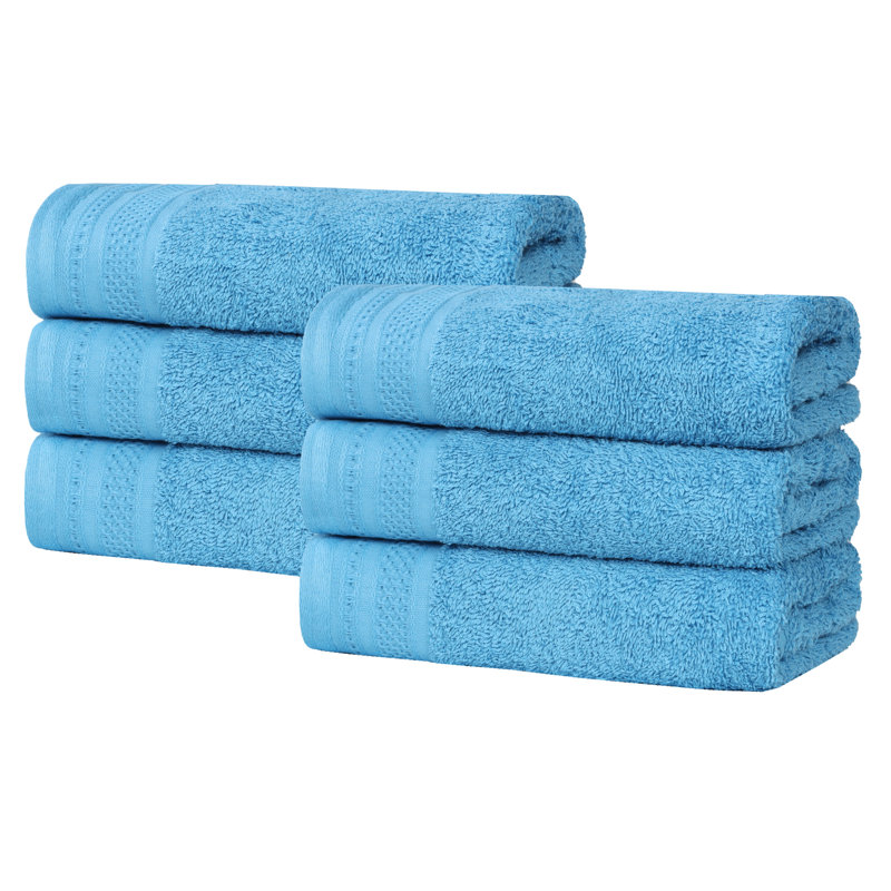 Essuie-mains mi-longs en coton gaufré texturé Honeycomb, Azure