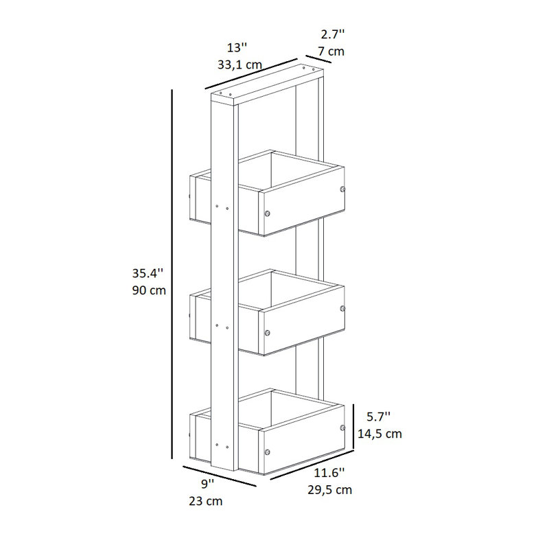 Etly 3 -Shelf Storage Cabinet, Walnut