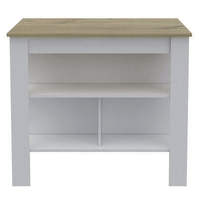 3-Shelf Kitchen Island White And Light Oak