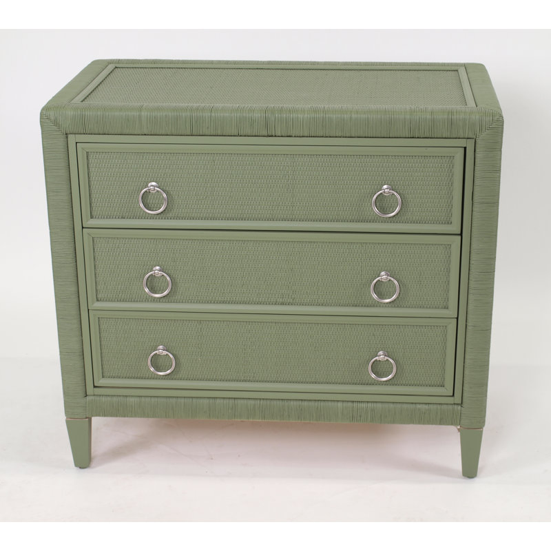 Sabal Bay 3-Drawer Wicker Chest, Willow, Satin Nickel