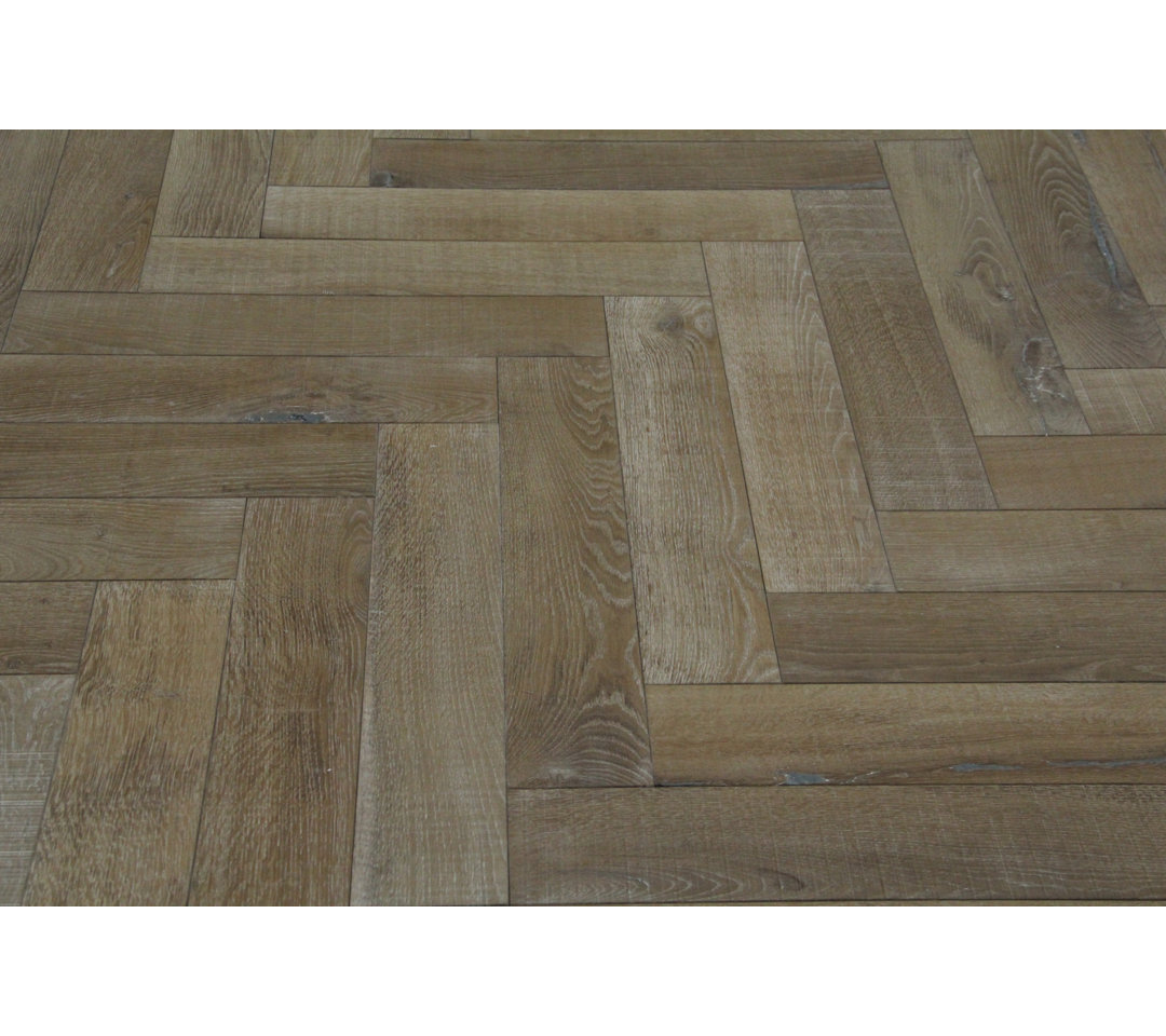 Oak Bespoke,Volcano Ash,Brushed With Saw Mark Herringbone Engineered Flooring