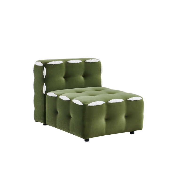Fun Armless Chair, Green Velvet