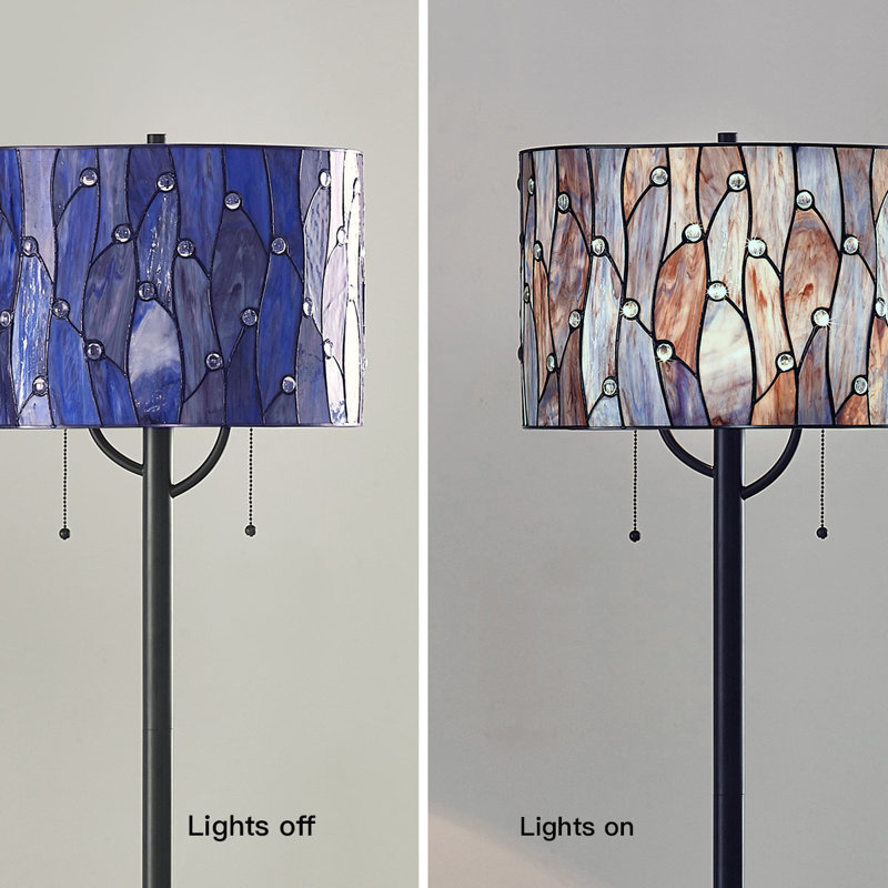 Lampe sur pied 61 po Kenyatta Tiffany, Bleu / Mauve