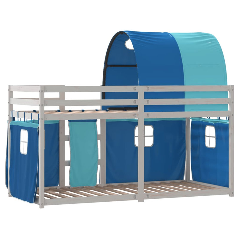 Wobnar Solid Wood Bed, White/Blue, 90 x 200cm