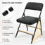 Ensemble de 4 chaises pliantes en polyuréthane noir rembourré épais entièrement assemblées, 17,7 po x 19,7 po x 30,7 po-1285182250