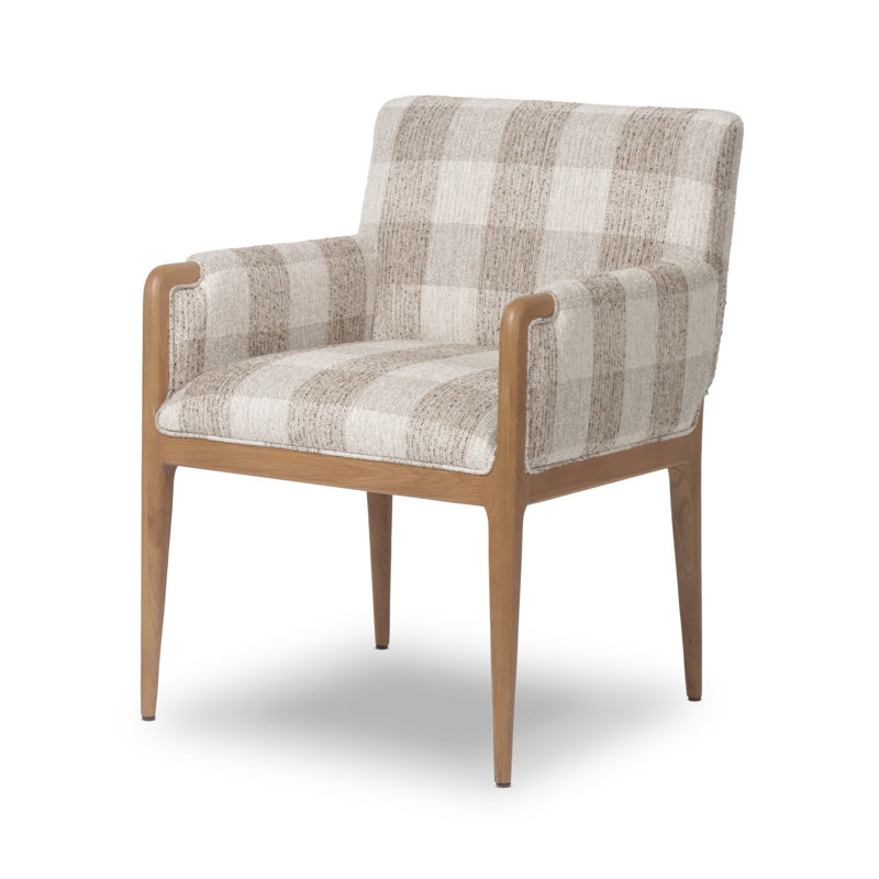 Ledger Upholstered Arm Chair, Brown Polyurethane