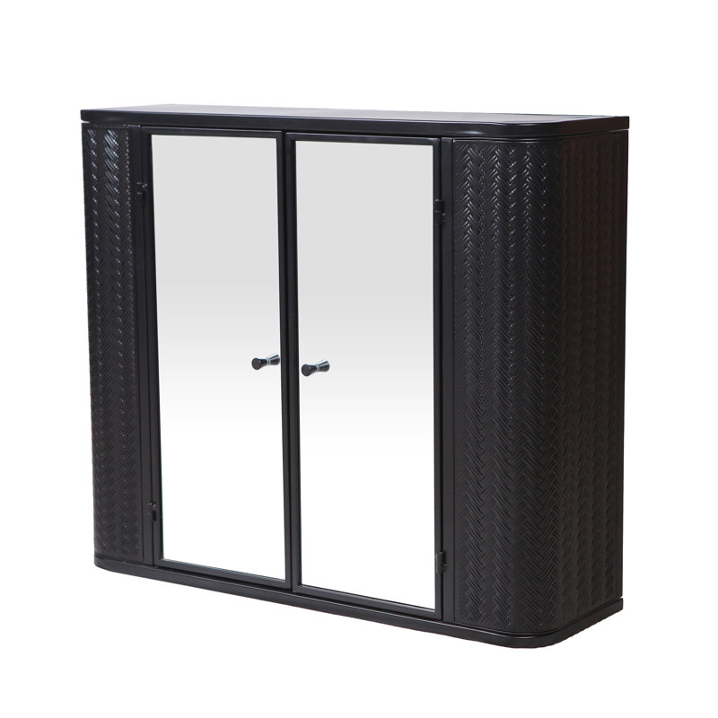 Armoire de salle de bain murale avec miroir, Noir