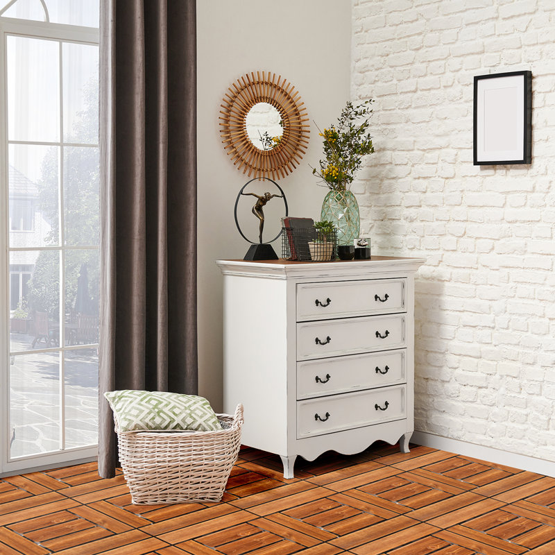 Coleta 30cm L x 30cm W Solid Wood Interlocking Deck Tile