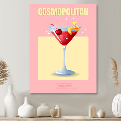Impression sur toile «Straight Up, sans glace, canneberge cosmopolite I»