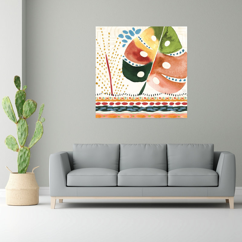 Forêt tropicale IV, art abstrait géométrique, paysage tropical, H 48 po x l 48 po