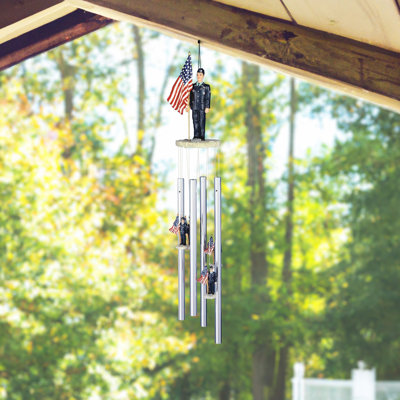 Rifa 23" Long US Air Force US Flag Round Top Wind Chime Unique Gifts
