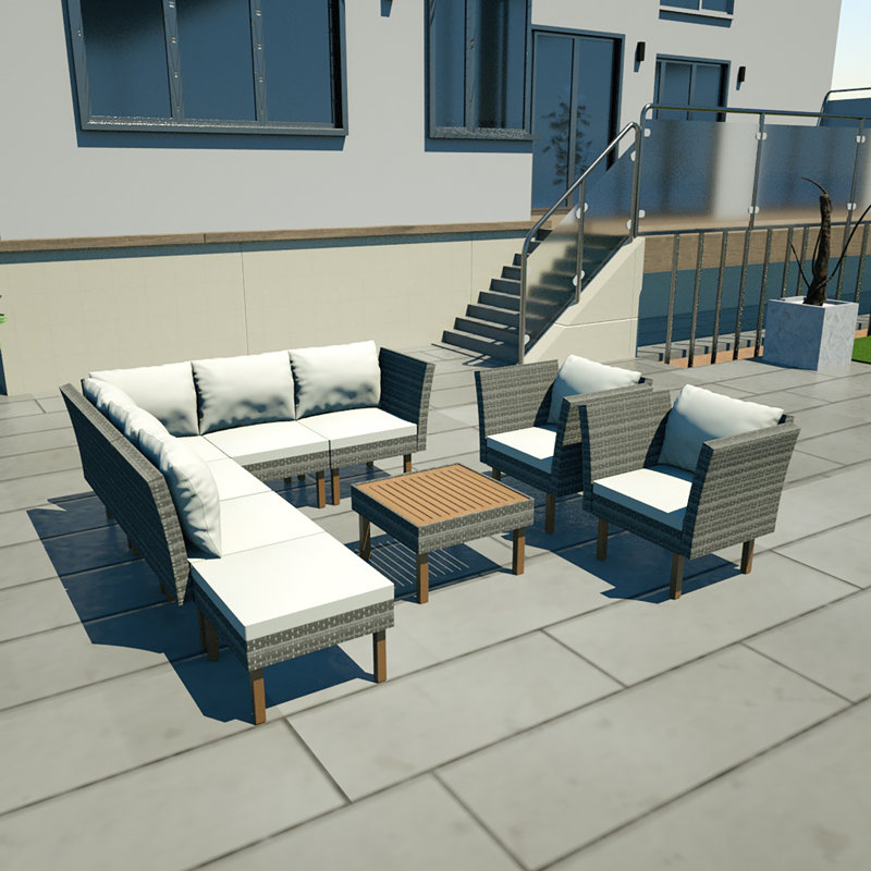 Ensemble de canapé de jardin en osier 9 pièces 9 pièces, Beige