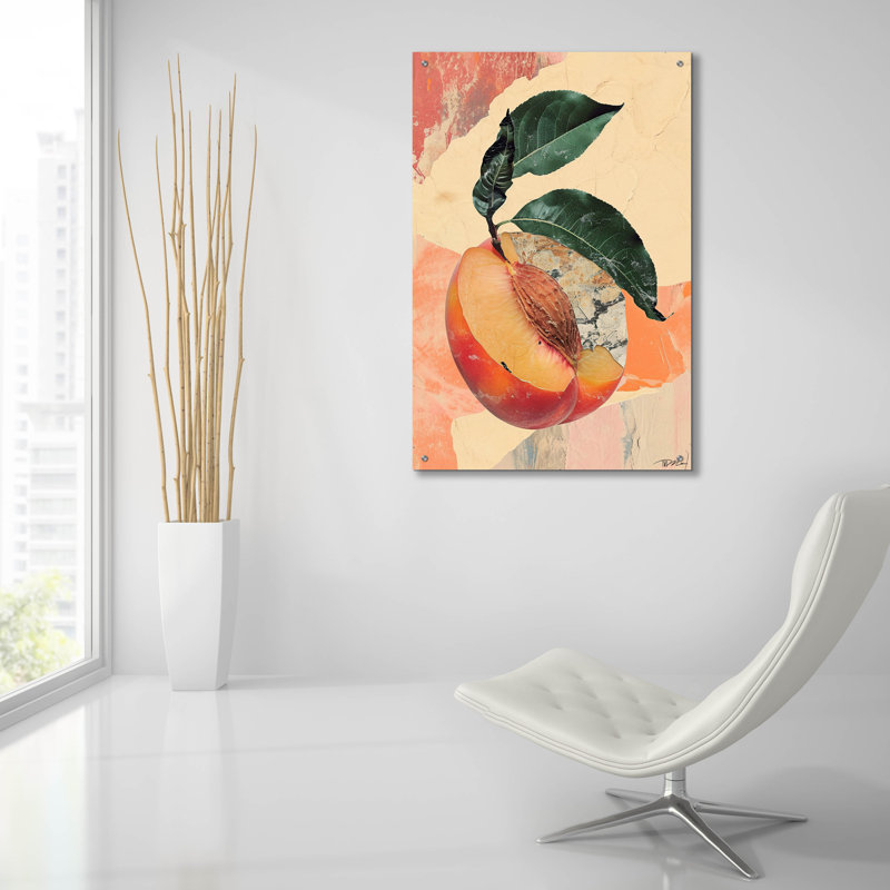 Art mural en verre Winston Porter «Collage Peach» par Momart, H 36 po x l 24 po x P 0,2 po