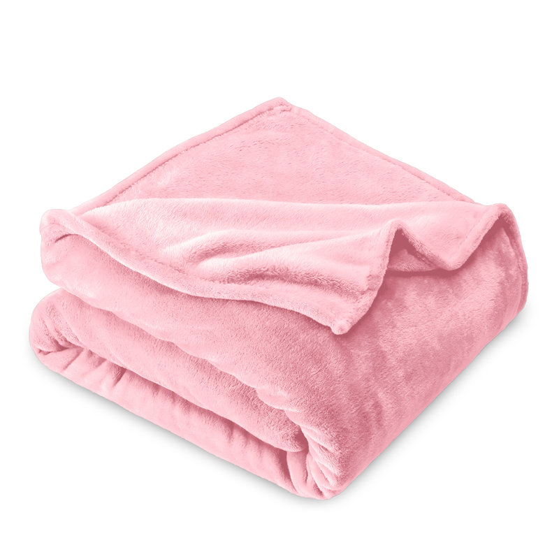 Bare Home Microplush Fleece Blanket - Fuzzy, Warm, Bed/Throw Blanket, Light Pink, Twin