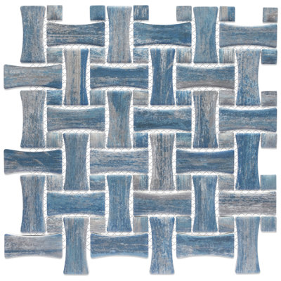 Cassis Dog Bone Basketweave 10 In. X 10 In. Porcelain Mosaic Tile
