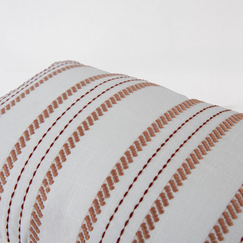 100% Cotton Down Filled Throw Pillow, Polyester, White/Red