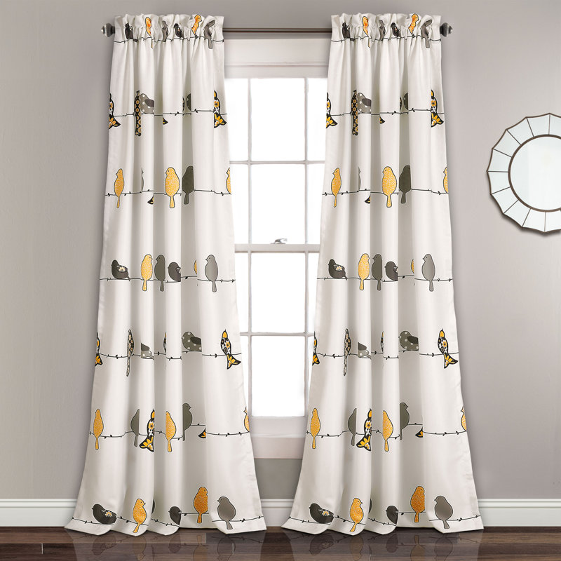Rowley Birds Multicolor Polyester Light Filtering Curtain Panels
