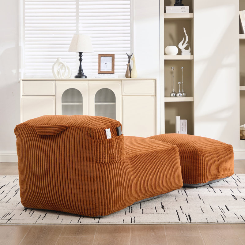 Grand canapé-lit avec repose-pieds Lounger, Orange