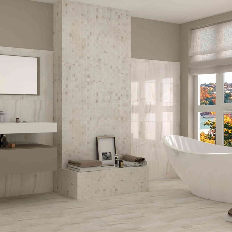 Amsterdam 13" x 13" Marble Look Porcelain Floor and Wall Tile, Caramel