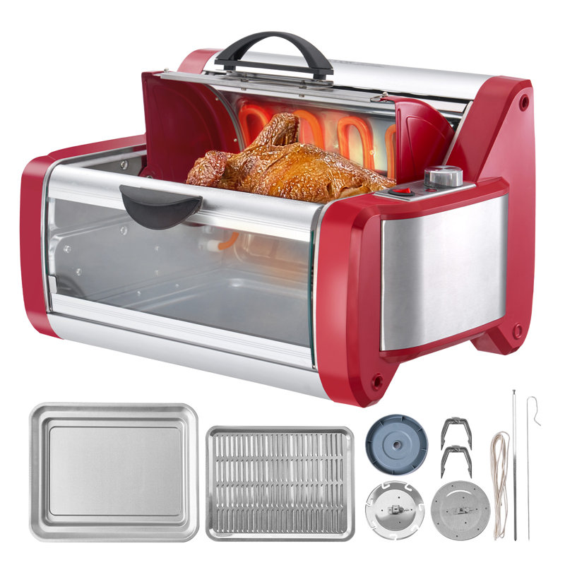Red and Stainless Steel Electric Shawarma Grill Machine with Rotating Function