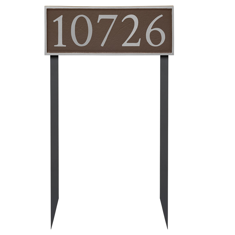 Serif 1-Line Lawn Address Sign, White, Copper