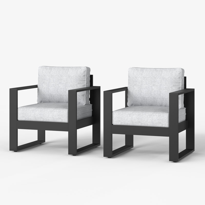 Outdoor Lounge Chair, Black Frame/Grey Cushion
