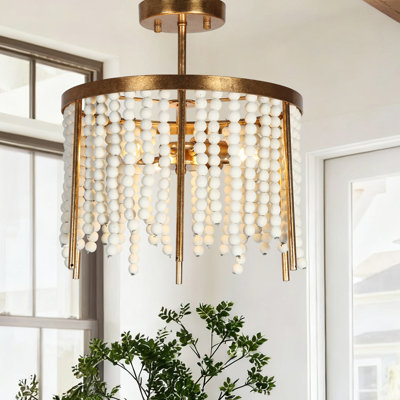 Plafonnier semi-encastré de style campagnard à 3 lumières avec variateur, style bord de mer