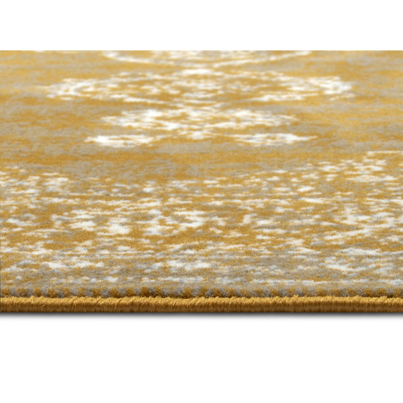 Designer velor rug, Mridional Mustard, Rectangular 120 x 170cm