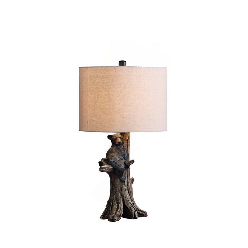 Lampe de table en polyrésine 24,75 po Ours noir sur arbre