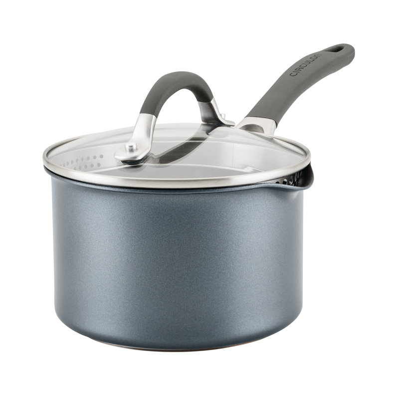 Circulon A1 Series with Scratchdefense Technology Nonstick Induction Straining Sauce Pan with Lid, 2 qt.