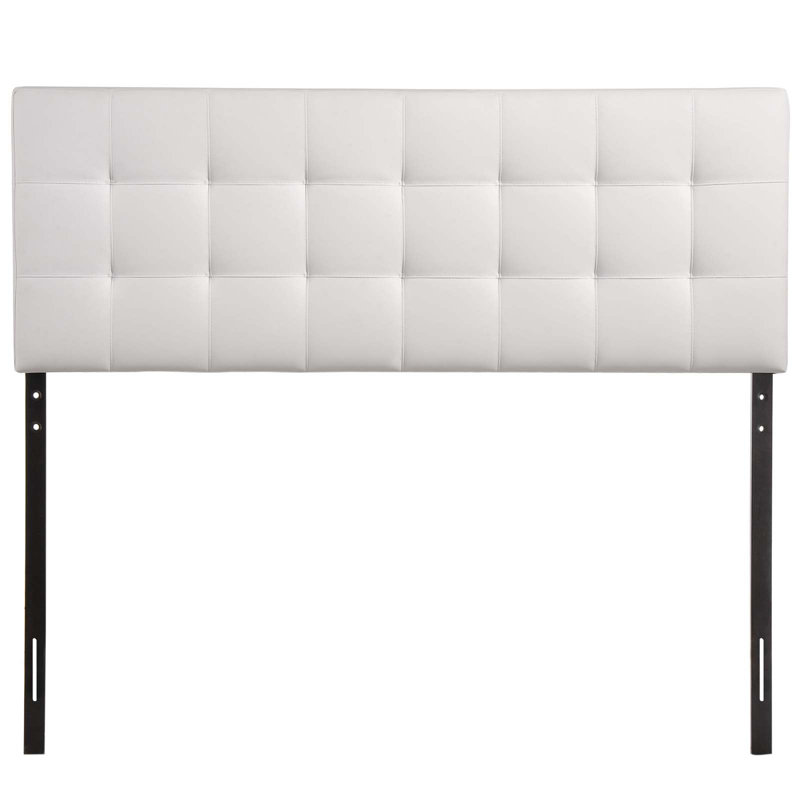 Lily Off-White Tufted Leather Queen Headboard