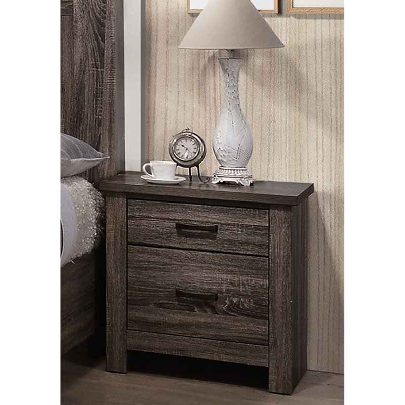Bedroom 2 Nightstand In Brown - & Stable Structure 2 Drawers For Steady