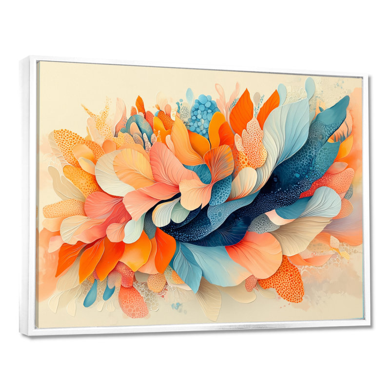 «Witten Ferms Dream Botanicals Pastel Fragments I», art mural botanique abstrait, H 12 po x l 20 po, Floater Framed, Blanc