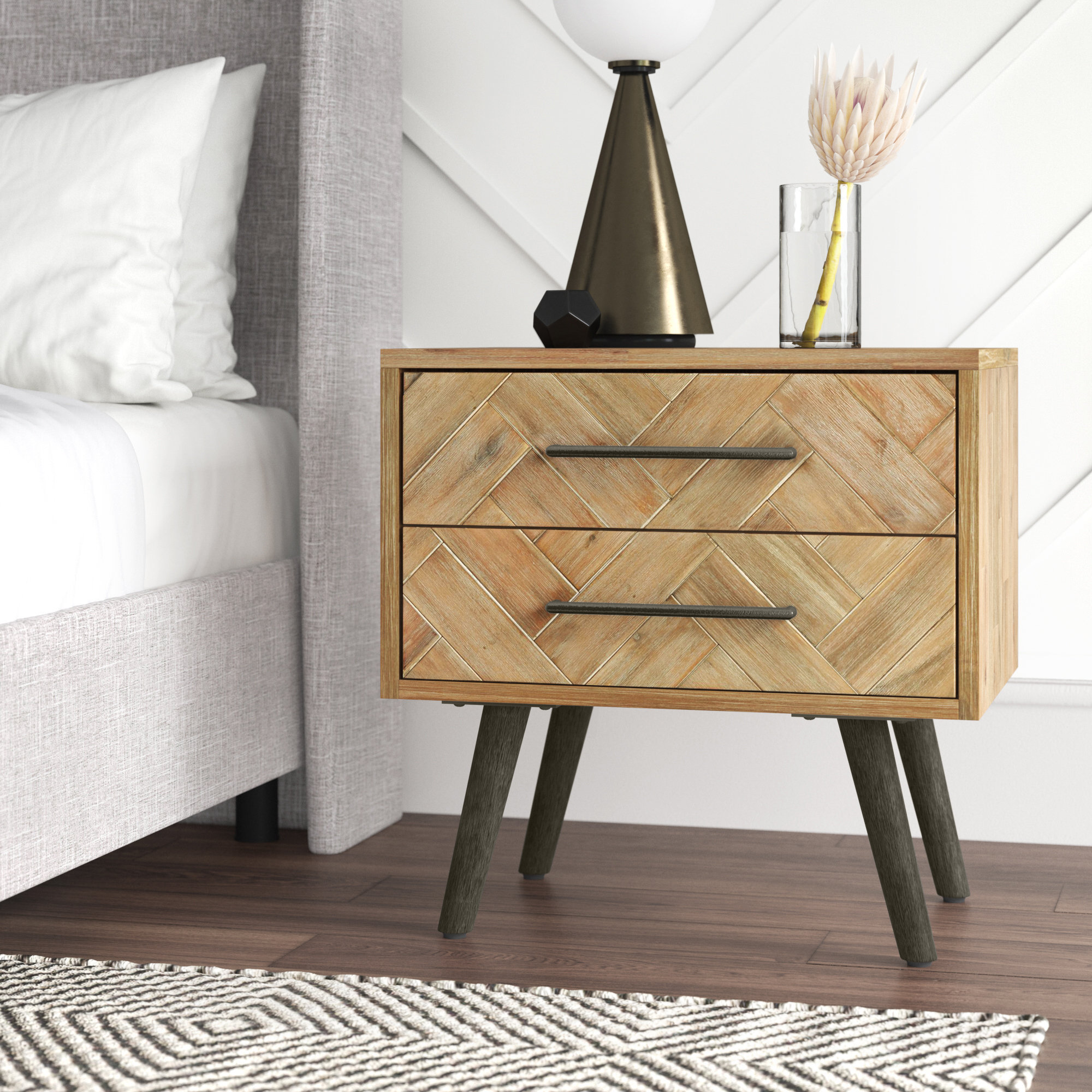 Union Rustic Kayoko 2 - Drawer Solid Wood Nightstand in Oak Natural ...
