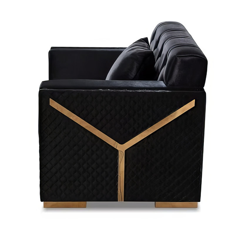 Helena Sofa & Loveseat Velvet, Black